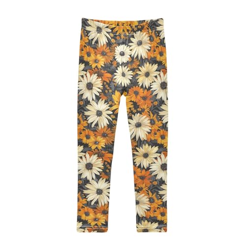 Girls Leggings Retro Sunflowers Soft Toddler Leggings for Girls Kids Pants Size 4T-10T
