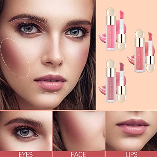 Face Blush With Face Brush Liquid Blush For Cheeks Long Lasting & Smooth Creamy Formula Lightweight Blush Smudge Proof, Natural-Looking Waterproof Liquid Blush #02 #TOP3