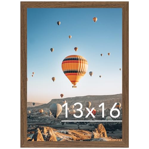 Image of JCJMY 13x16 Picture Frame Brown for Wall Hanging, Wall Mounting Horizontally or Vertically, 13 x 16 Wall Gallery Poster Photo Frame with Shatter Resistant Plexiglass, Brown
