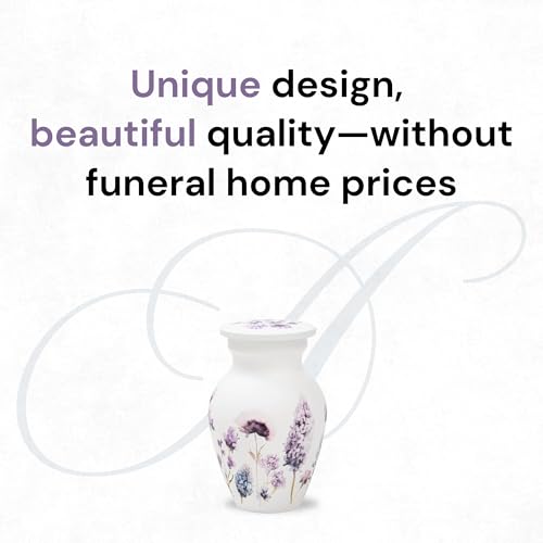 Image of Cremation Urns for Human Ashes Adult Female | Human Urn for Ashes for Women | Decorative for Cremation, Funeral, Burial, Home | Handcrafted Keepsake - Purple Flower