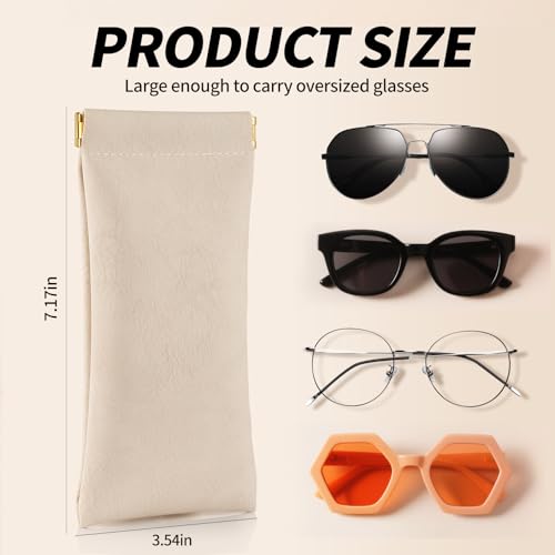 Image of 3 pack leather eyewear case PU soft sunglasses bag squeeze top portable lightweight eyewear case for men and women