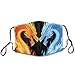 SESLFLKPJK Adults Men Women Reusable Face Scarf Mask Fashion Scarf Dust Proof Windproof Mouth Cover, Red Blue Ice Fire Flame Dragon Face Protection for Sports Travel Hiking