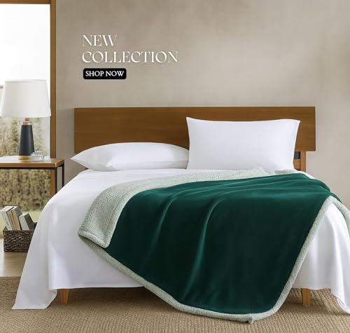 Image of VAS COLLECTIONS Premium Sherpa Flannel Blanket | 460 GSM Ultra-Soft Plush Heavyweight Blanket | Warm & Cozy Winter Comforter for Bedroom - (Grren, 58x88 Inches, Single (2300 g))