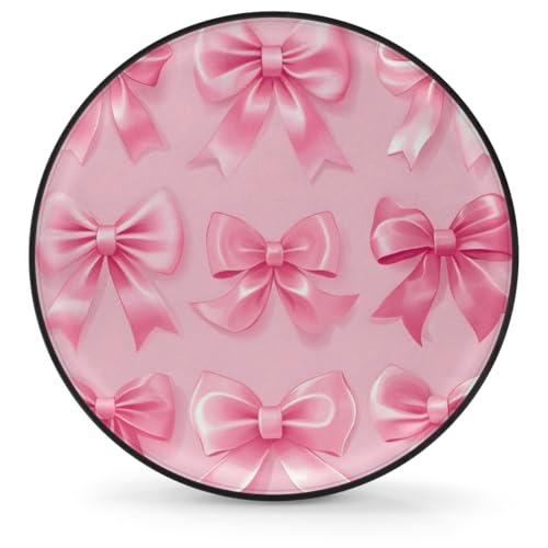 Huoxingcun Pink Bow Tie Print Tire Cover Spare Tire Cover, Waterproof and Dustproof Universal Tire Protector Suitable for Trailer RV SUV and Many Vehicles Tires 17 in