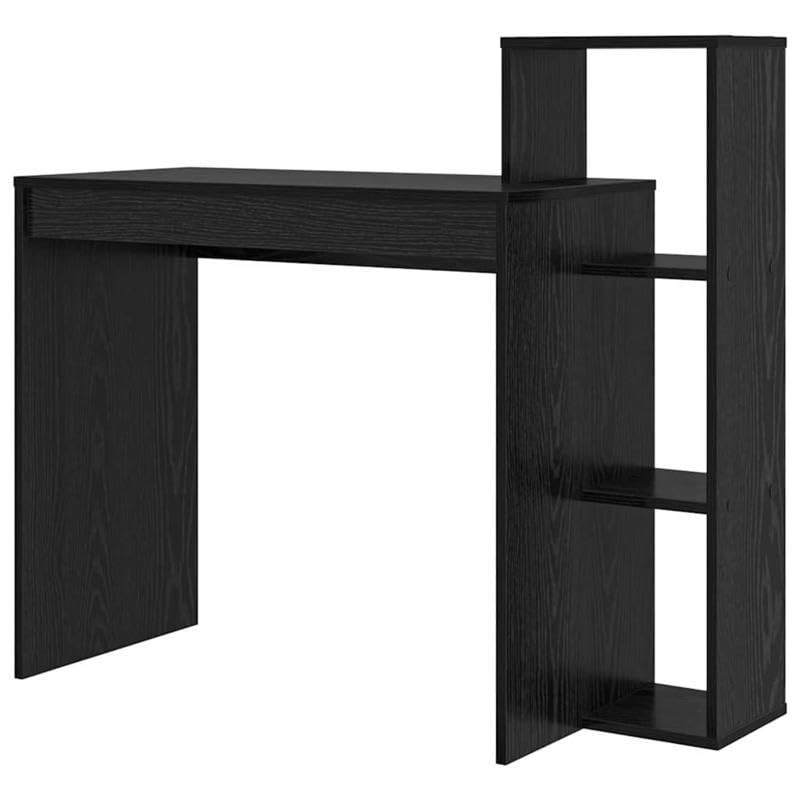 Eleganz Escritorio con estante – espacio de trabajo oficina grande – madera en aspecto de roble – Negro – 100 x 40 x 90 cm – Espacio de almacenamiento y estilo