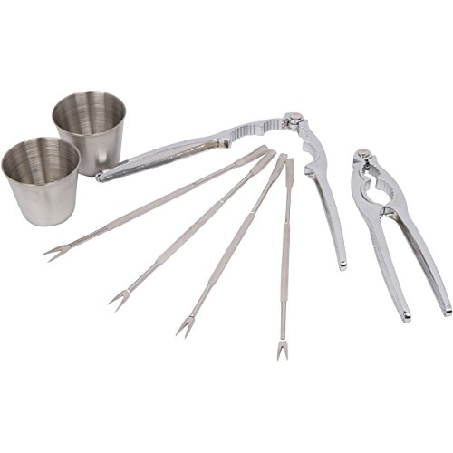 8-Piece Seafood Set - Easily Crack Open Crabs, Lobsters - Durable, High Quality, Easy To Clean - Includes Crab/Lobster Crackers, Forks, Sauce Cups - Home Cooks Restaurants Camping Seafood Dinners #TOP1