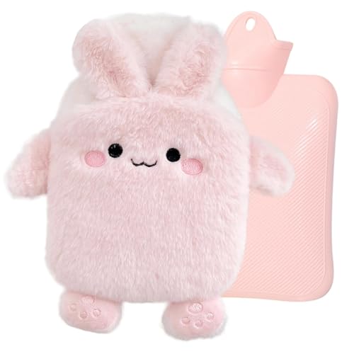 TYXHXTF Bolsa De Agua Caliente Con Funda, Hot Water Bottle, Bolsa De Agua Caliente Peluche Con Bolsillo DeCanguro, Desmontable y Lavable, Botellas deAgua Calientecon Suave Felpa Funda, No Hay Fugas