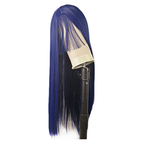24” Blue Hair Wig Long Silky Straight Synthetic Wigs for Women Natural Hairline Soft Blue Hair Wig Glueless Heat Resistant Fiber Hair for Cosplay Party Use