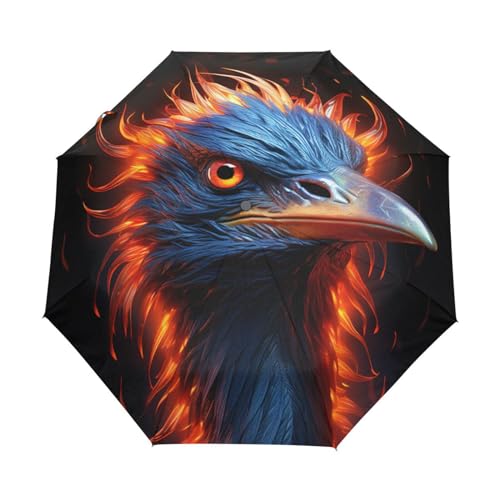 KAAVIYO Fired Blue Pelican Umbrella Windproof Automatic Foldable Umbrells Auto Open Close for Men Women Kids