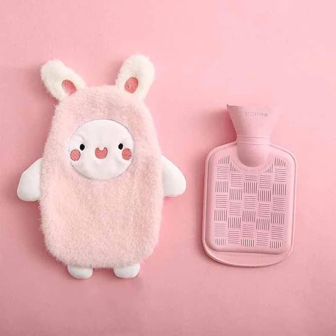 YBN Cute Bunny Hot Water Bottle | Periods Cramps Relief Hot Waterbag | Soft Stuffed Plush Teddy Bear Hot Water Bag | Reusable, Comfort, Warm Bag for Back, Neck, & Abdominal Pain -30 CM (Pink)-image-24