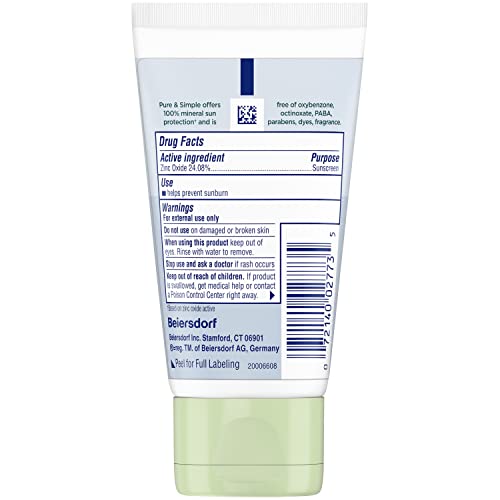 Image of Coppertone Pure & Simple SPF 50 Face Sunscreen Lotion, Water Resistant, Hypoallergenic, Dermatologically Tested, +100% Natural Botanicals, Broad Spectrum UVA /UVB Protection, Travel Size, 2 oz.
