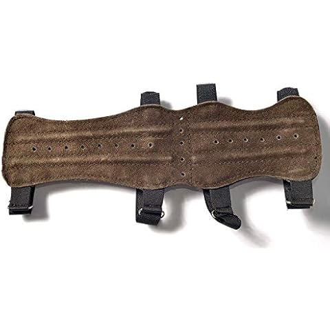 Universe Archery Leather Arm Guards | Bow Arm Protector 4 Strap Archery Guard | High-Grade Adjustable Leather Armguard | Archery Sports Accessories 33X9CM (Dark Brown) Cover