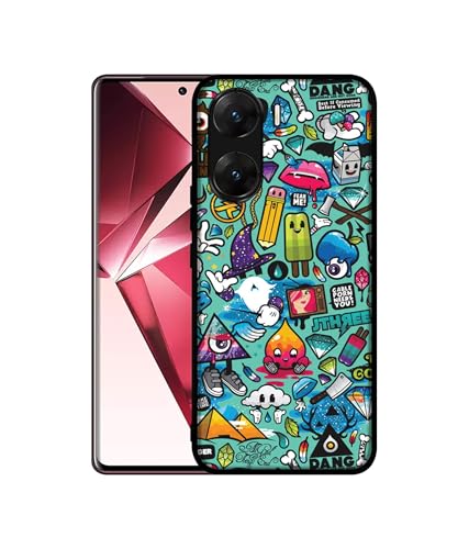 Image of Crazy Design Premium 2D Printed Metal Back Case Cover for Vivo V29E 5G