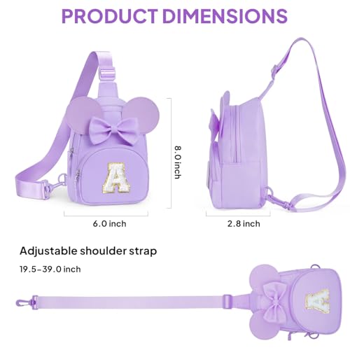 Image of YOOLIFE Birthday Gifts for 2 3 4 5 6 7 8 Year Old Girls Kids, Small Sling Bag Crossbody Bag for Little Girls Purse, Initial Fanny Pack for Girl Kids, Personalized Gifts Fashion Stuff, Purple (R)