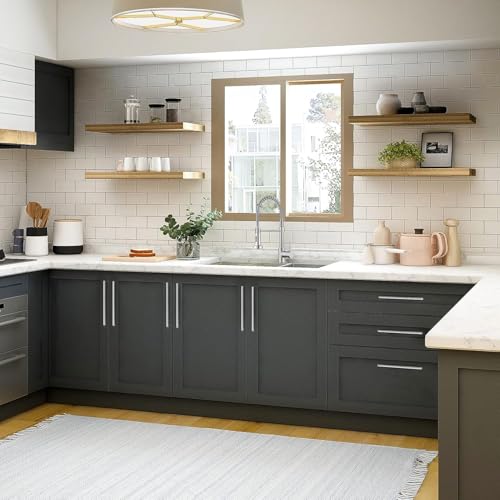 Image of Ravinte Cabinet Pulls,10 inch Length,7-1 /2 inch Hole Center,Brushed Nickel,12 Pack | Kitchen Drawer Pulls, Stainless Steel Feel, Round T-Bar Shape, Cabinet Handles, For Cupboards, Drawers, Dressers, Cabinets