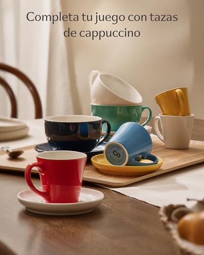 Miniatura 7 de Cosumy Juego De 6 Tazas De Cafe Espresso Multicolor - Con Platos - Ceramica Multicolor - Apto Para Lavavajillas Microondas - 70ml