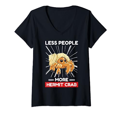 Womens Cute Kawaii Hermit Crab Less People More Hermit Crab V-Neck T-Shirt