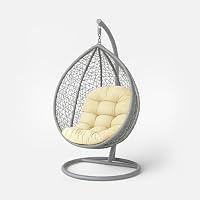 HOMESCAPES Egg Chair Cushion, Thick & Plush Hanging Basket Swing Chair Cushion 100% Cotton Cover for Canopy Swings, Hammock, Garden Patio Indoor Outdoor, Breathable, Round 80 x 120cm - Cream