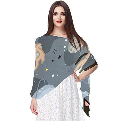 Étole en mousseline de soie pour femme et look décontracté motif chat