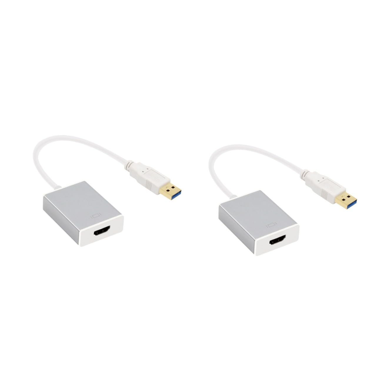 2 Piezas Adaptador USB Plata Convertidor Video para Pc Portátil Proyector Soporte Audio y Multi-Pantalla Vista XP