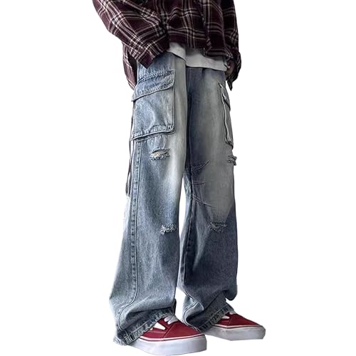 Cargo Jeans for Men Baggy Jeans for Men Mens Straight Leg Jean Ripped Jean Mens Fashion Hip Hop Grunge