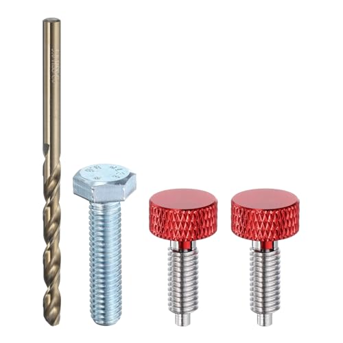 HARFINGTON 2pcs Spring Plunger Set with Knurled Handle M6x1 Pin Dia. 3mm Retractable Quick Release Pins Stainless Steel Lock Out Type Index Plunger for Industrial Equipment, Red