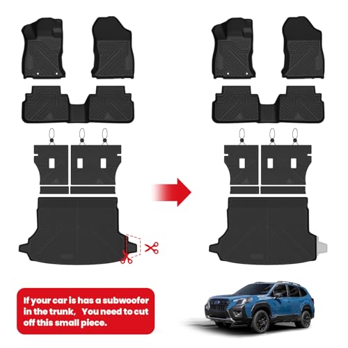 Image of LASFIT Floor Mats & Cargo Mat for Subaru Forester 2019-2024 | All Weather TPE Custom Fit Floor Liners, Full Set Car Mats with Backrest Mats & Cargo Trunk Mat Accessories, Black