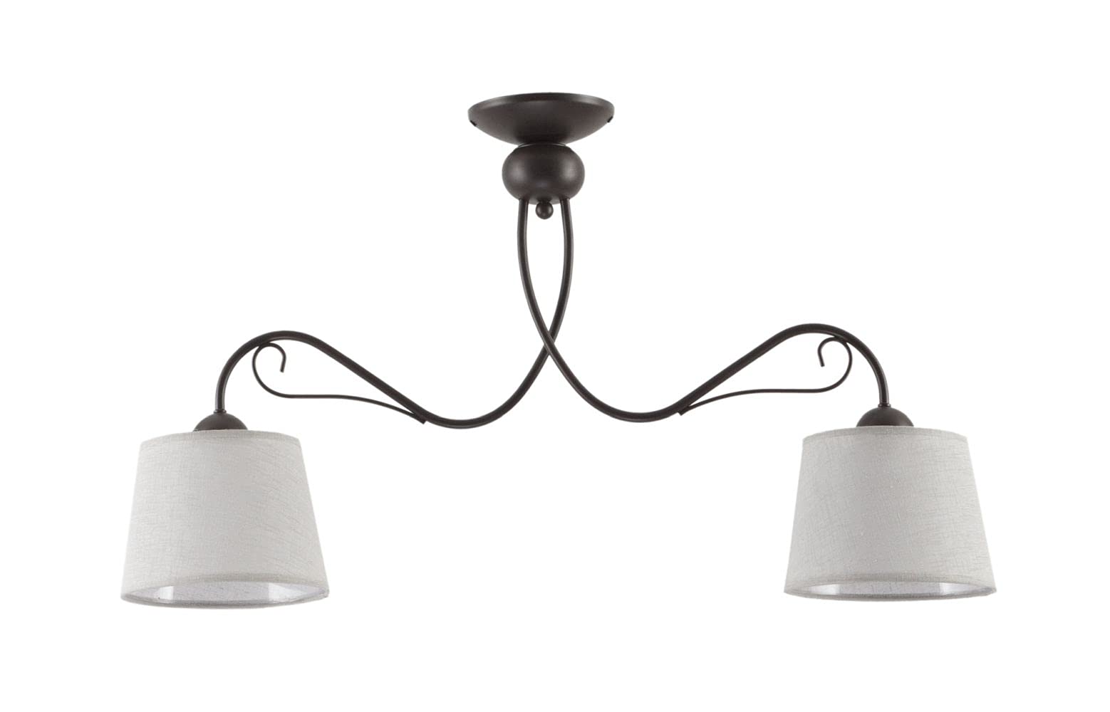 Licht-Erlebnisse Klassische Deckenleuchte Braun Grau aus Metall Stoff wohnlich LOCOLA Deckenlampe Wohnzimmer Esstisch