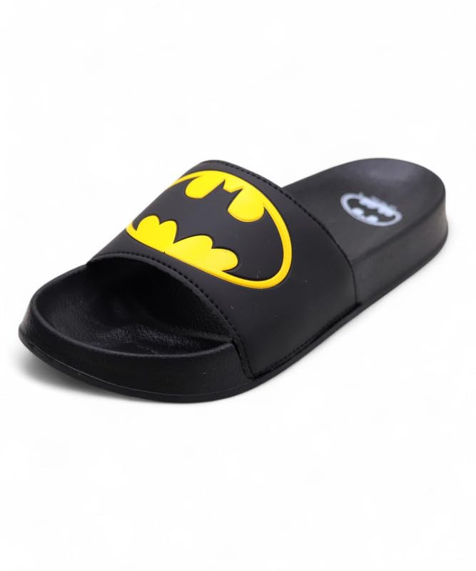 Image of SVAAR x Batman Official Slides for Men | Soft Cushioned Footbed, Anti-Slip Sole - Lightweight Slippers for Men Indoor /Outdoor Dailywear