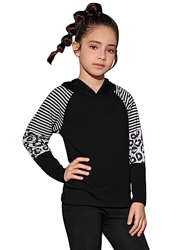 Perfashion Girls Long Sleeve Shirt Hoodie Active Tee Pullover Top with Thumb Hole Workout Running 6-15Years