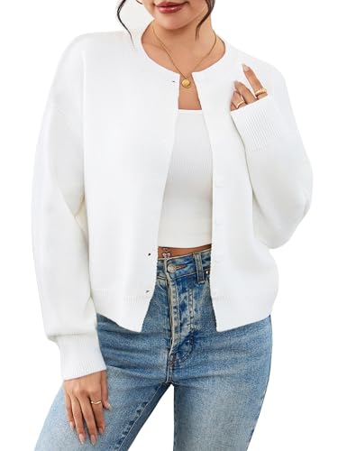 Image of Ibeauti Cropped Cardigan Sweaters for Women 2026 Trendy Spring Y2k Outfit Long Sleeve Button up Open Front Short Knit Sweater