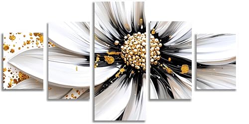 Diamond painting blanc et fleurs grand format 150x75cm avec kit broderie diamant F704