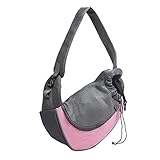 Pet Dog Sling Carrier, Breathable Mesh Portable Travel Safe Pet Sling Shoulder Bag Carrier with Adjustable Non-Slip Shoulder Strap for Small Dogs Cats Puppy (Large, Pink)
