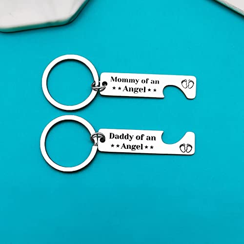 Ximalun Loss of Baby Memorial Keyring Miscarriage Gifts for Parents Mommy of an Angel Daddy of an Angel Keyring Set Loss of Baby Sympathy Gifts Infant Loss Child Loss Memorial Gifts - Image 3