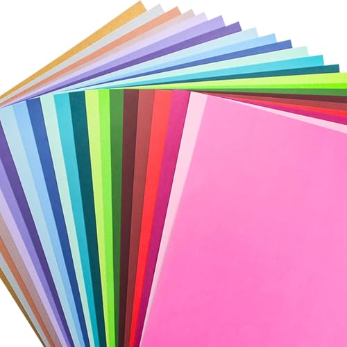 24 Blatt - A4 Sticker Papier zum Bedrucken, Selbstklebend Aufkleber Karton in 22 Farben, 250gsm Farbiges Papier für Scrapbooking, Kartenherstellung