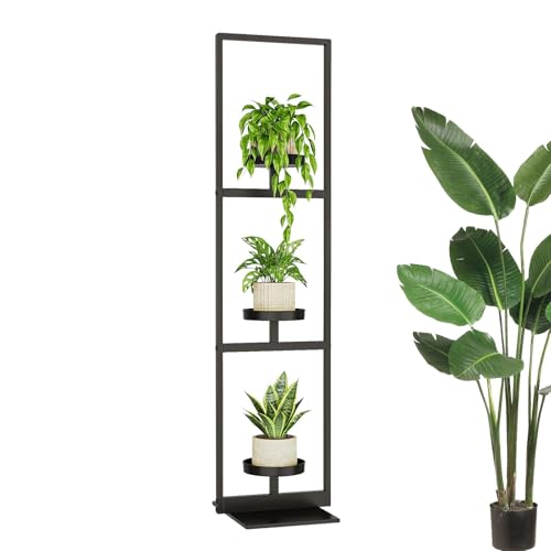 Support de fleurs pour pots et plantes d'intérieur : étagère d'angle 3 niveaux en métal - 6