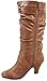 Forever Link Maggie-39 Women's Fashion Low Heel Zipper Slouchy Mid-Calf Boots Shoes,Tan Pu,8.5