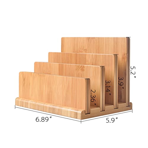 Bamboo Mail Organizer With Rubber Feets, Wishacc Vertical Desk Letter/Envelope/File/Paper/Folder/Bill Holder For Office & Home, Small 3 Sections Desktop Office Supplies Incline Sorter Rack #TOP5