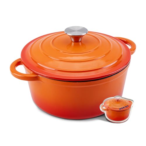 7QT Enameled Cast Iron Dutch Oven Pot with Lid,Heavy-Duty Cookware for Sourdough Bread Baking,Braising,Stews,Roasting,Ov - Detailed View