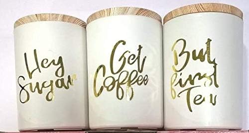 NANI PP Tea Coffee Sugar Canister Set | Food Grade | Set of 3 | Air Tight | 1000ml each |(White)