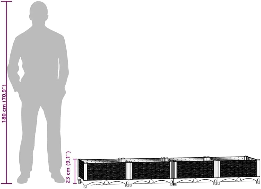 vidaXL Raised Bed - Large Rectangular Garden Planter for Outdoor Use - Made from Durable Polypropylene - Spacious for Plant Growth - Dark Gray - 63"x15.7"x9.1"