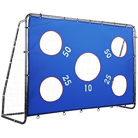 ZELUS Soccer Goal 8 x 5.6 ft, 2 in 1 Powder Coated Soccer Goal Frame with All Weather Net & Detachable Target Goal Net for improving Skills Cover