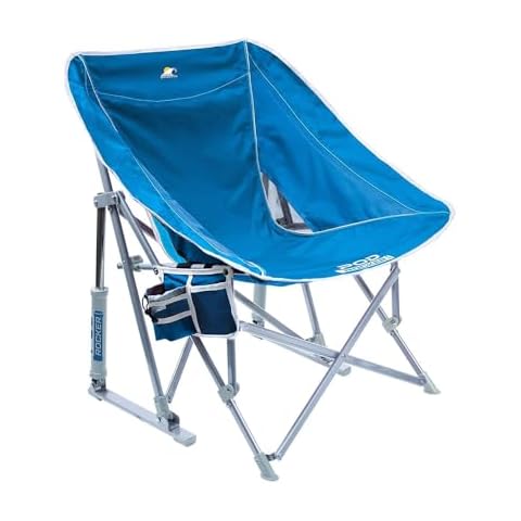 GCI Outdoor Pod Rocker Beach Chair | Collapsible Folding Rocking Chair with Drink Holder & Portable Carry Bag — Saybrook Blue Cover