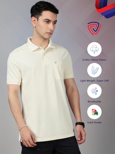 Image of Lux Cozi Men's Cotton Blend Polo T-Shirt with Chest Pocket | Collar T-Shirts for Men | Half Sleeves | Plain - Regular Fit (Pack of 2)