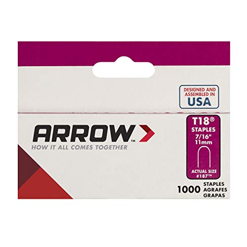 Arrow Fastener 187 Genuine T18 Staples, 1,000-Pack, Grey,7/16 Inch #TOP3