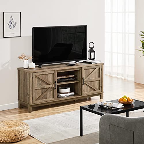 Yaheetech Tv Stand, Farmhouse Entertainment Center For 55 To 65 Inch Tv, Modern Tv Console With Adjustable Height Shelf & Double Barn Doors For Living Room, 58X16X25.5 Inch #TOP2