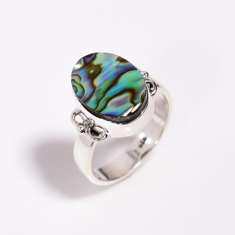 Bague fiançailles argent sterling ormeau ovale contre les bijoux ternes - 2