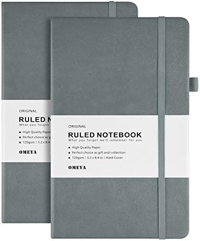 2 Pack Journal Notebooks, PU Leather Hardcover Lined Daily Journal with 120gsm Thick Paper, Pen Loop,Pocket, Tag Divider Notes, 128 Pages, (A5) 13.3 x 21.3cm-Rose