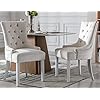 Kmax Velevt Dining Chairs Set of 2 Upholstered Side Chairs Mid Century Modern Accent Chairs with Button Tufted White Wood Legs for Dining Room Guest Room Restaurant Cream