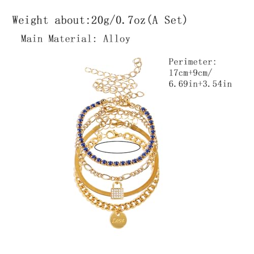 Image of Layered Butterfly Anklet For Women Charms Butterfly Gold Silver Rhinestone Cuban Anklets Adjustable Anklet For Summer Beach (silver)